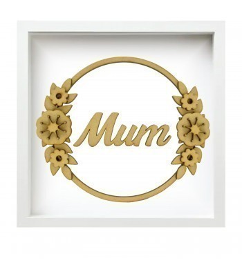 Laser Cut Personalised Box Frame Mum Hoop with 3D Round Flowers